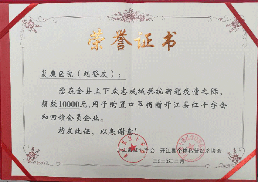 刘登友个人荣誉证书